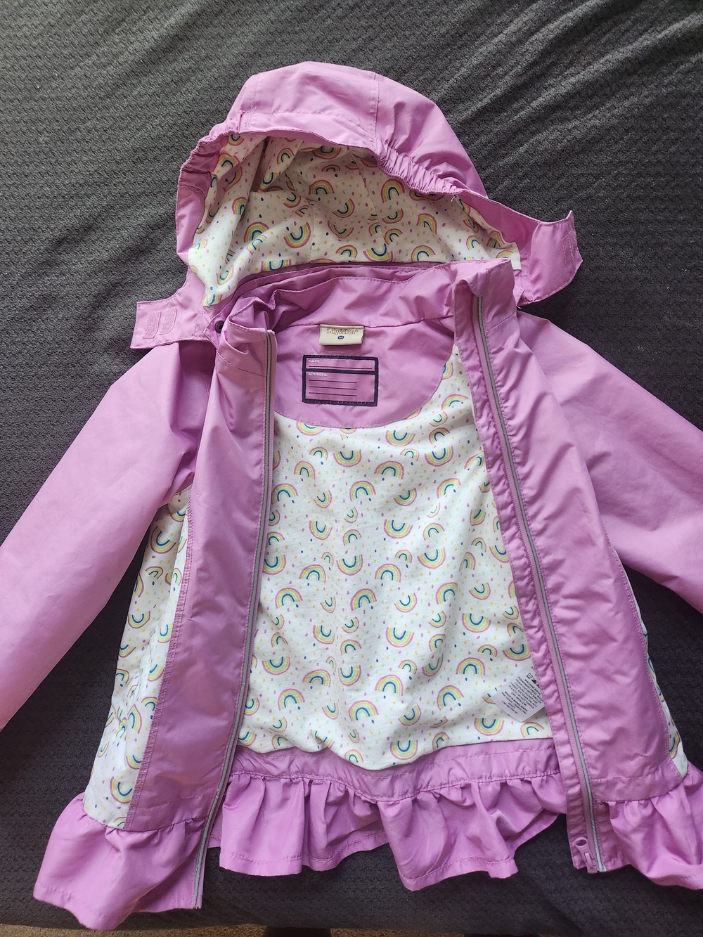 Kids' Hooded Raincoat in Lavender with Rainbow Lining
